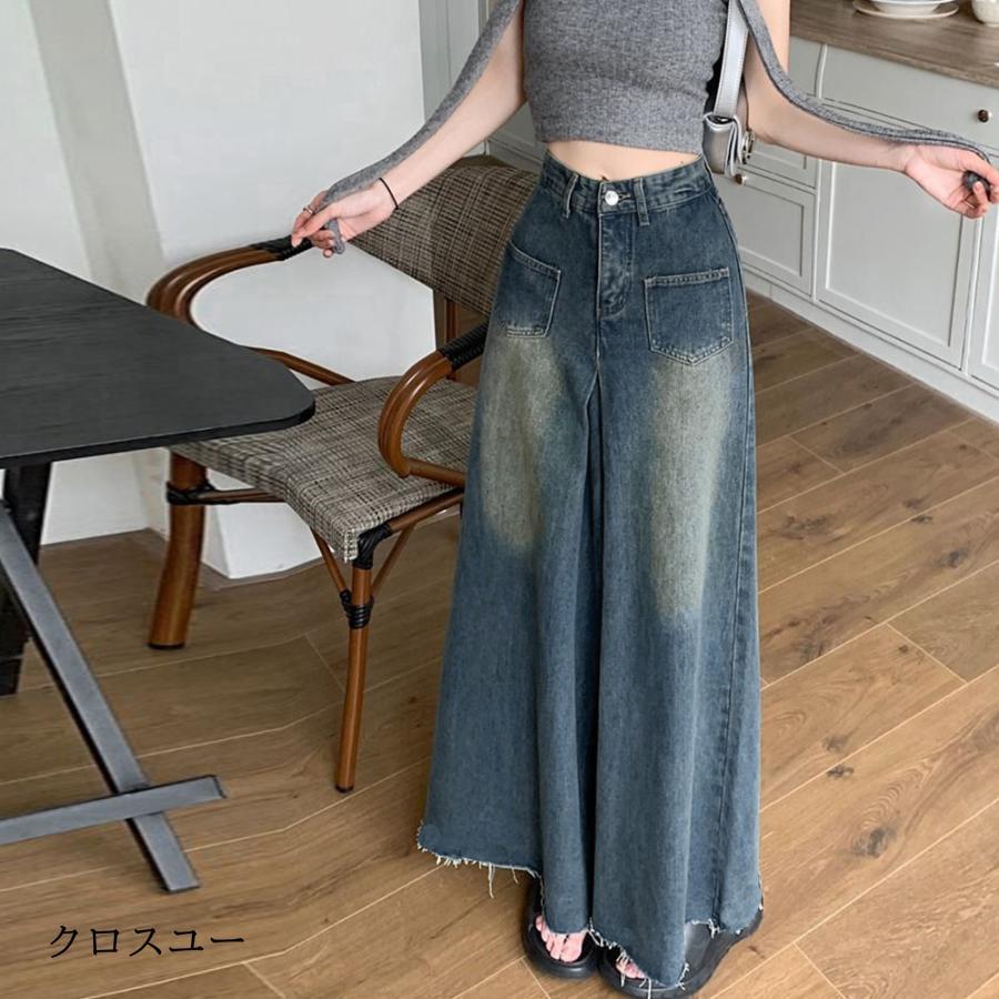 ●YOUHEE●DENIM SKIRT PANTS★韓国の人気★日本未入荷 genderユニセックスコットンカーゴパンツ 韓国ファッション