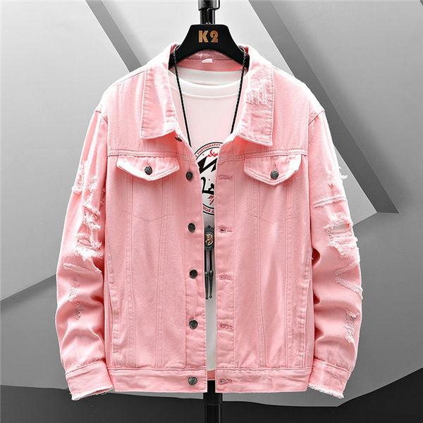 デニムジャケット メンズ ジージャン Gジャン ピンク デニム かっこいい ジャケット Jacket トップス お兄系 おしゃれ 人気 春秋 送料無料 豪華