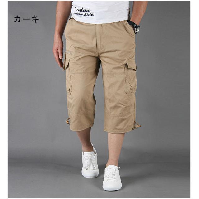 カーゴパンツ ハーフパンツ メンズ 7分丈 パンツ ひざ下 七分丈