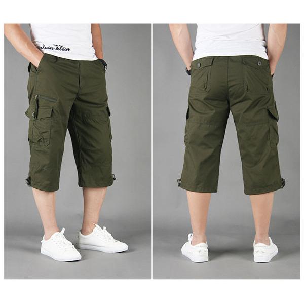 カーゴパンツ ハーフパンツ メンズ 7分丈 パンツ ひざ下 七分丈