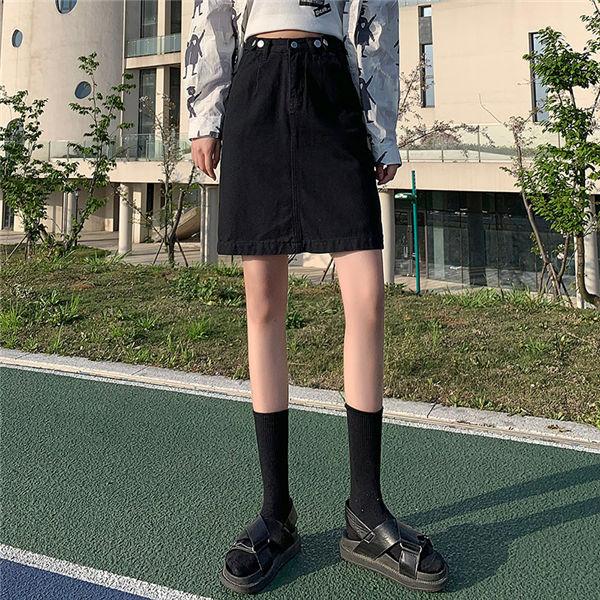 新しい到着-デニムスカート レディース 可愛い 半身•ワンピ 膝丈 ひざ