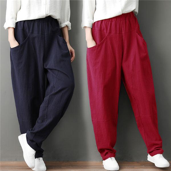 綿麻サルエルパンツ レディース ボトムス パンツ ロングズボン リネン混 ウエスト人気 シルエット 無地 綿麻 夏 綿混パンツ 送料無料 Kuotuiku0011 良心ストア 通販 Yahoo ショッピング