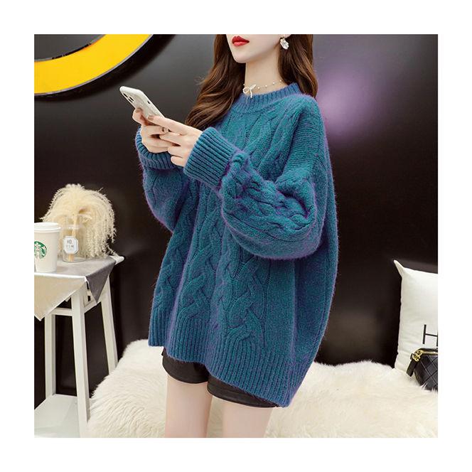 ニットセーター レディース プルオーバー セーター トップス 長袖 無地