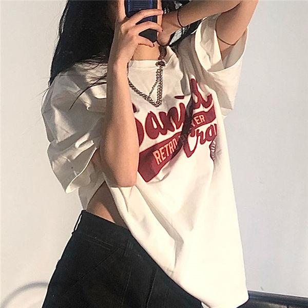 半袖tシャツ レディース ビッグtシャツ 白tシャツ プリント 英語文字