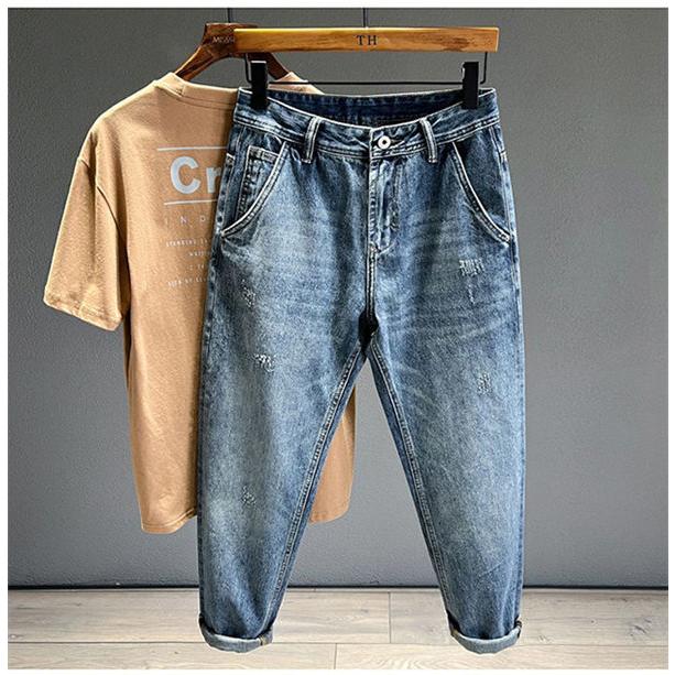 HAVERSACK クロップドサルエル デニム イージーパンツ HAVERSACK クロップドサルエル デニム イージーパンツ 綿麻