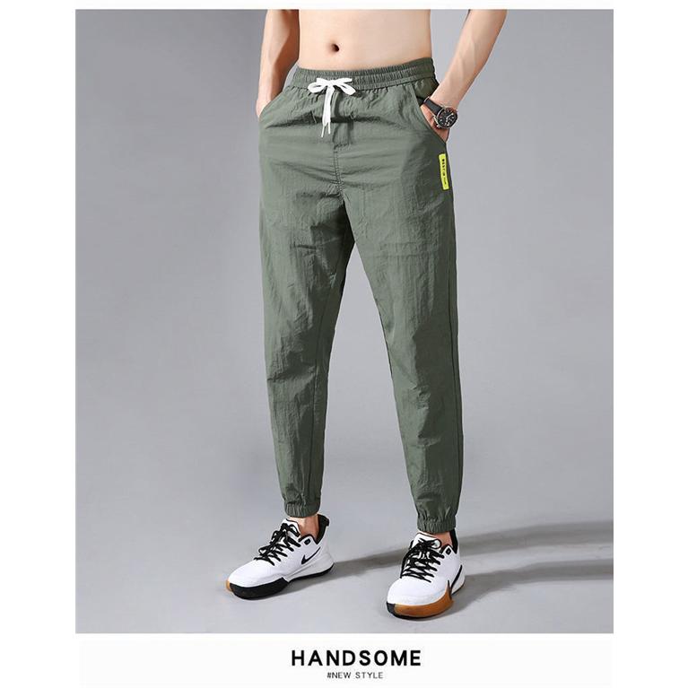 ジョガーパンツ メンズ 夏ズボン 通気 八分 九分丈 無地 吸汗 速乾