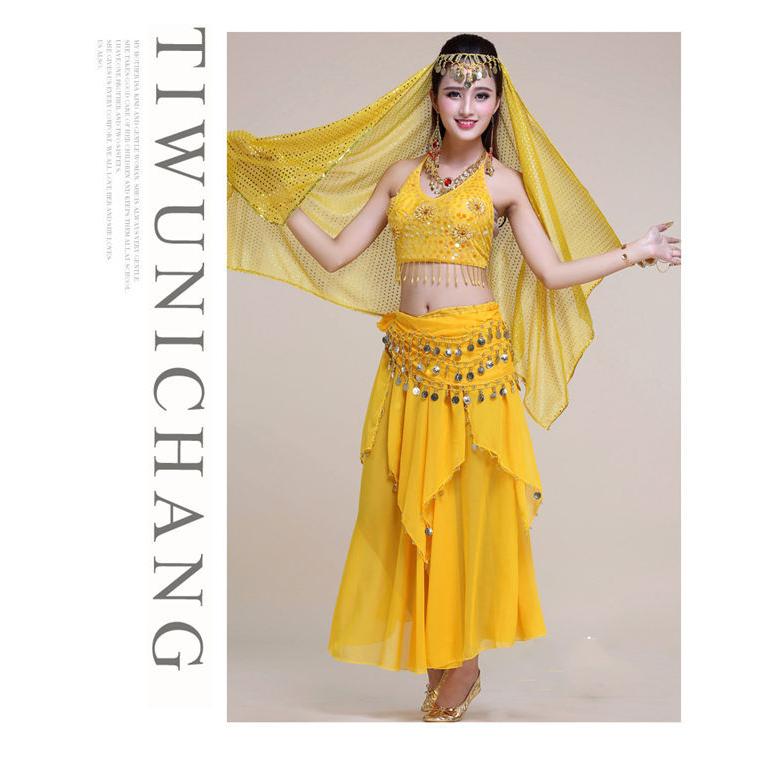 4点セット ベリーダンス レディース 上下セット スパンコール 衣装