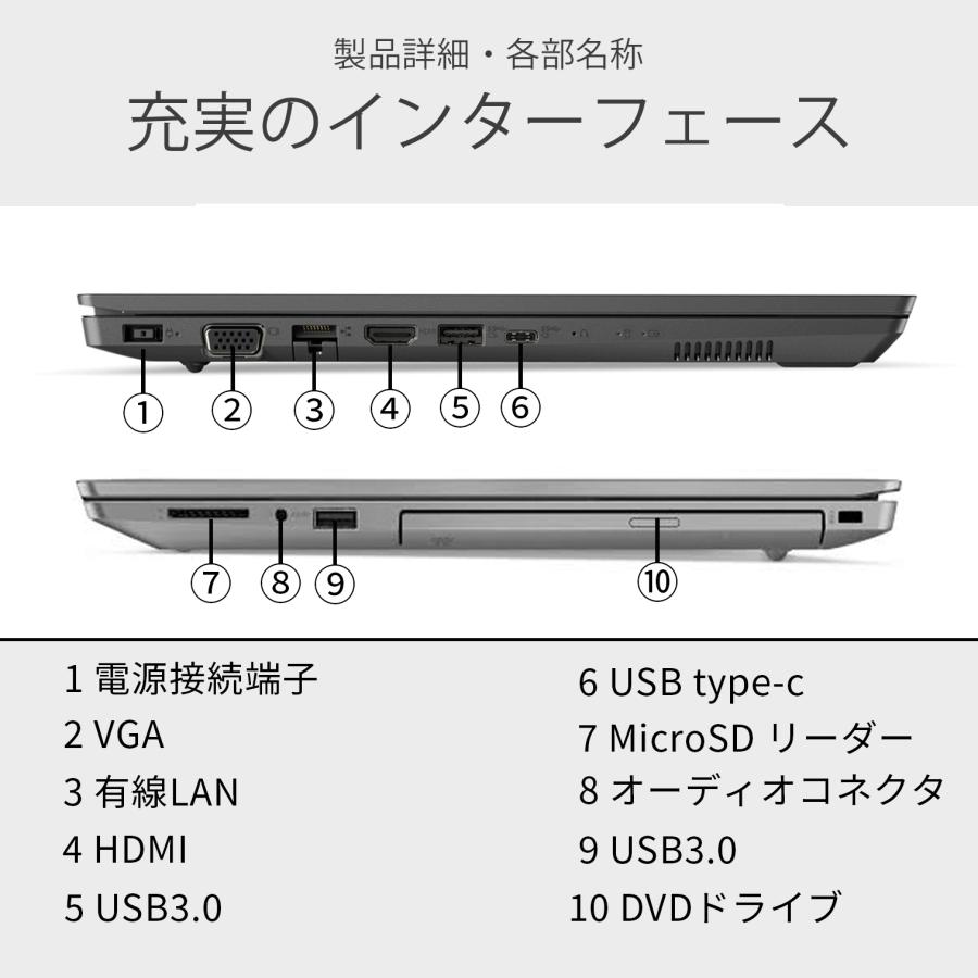 【カメラ＋テンキー＋DVD】ノートパソコン windows11 Office搭載 第7世代 Core i3 メモリ12GB SSD1TB Lenovo V330 中古ノートパソコン 15.6インチ | Lenovo V | 09