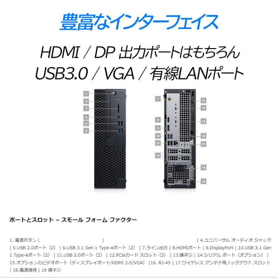 OptiPlex デスクトップパソコン DELL Optiplex 3060 SFF 第8世代 Core