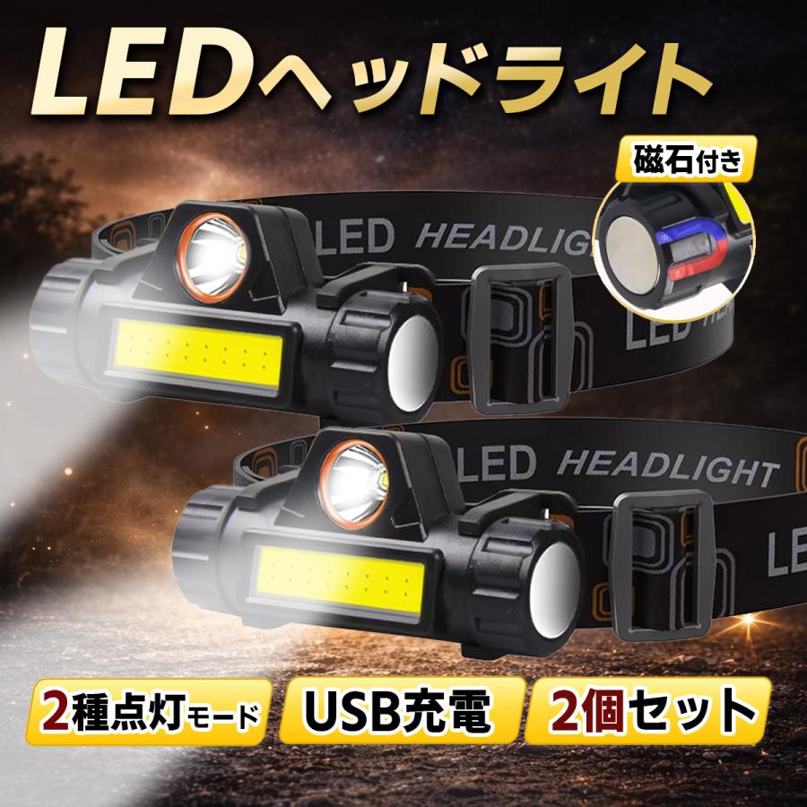 ヘッドライト ヘッドランプ 充電式 led 2個セット | 