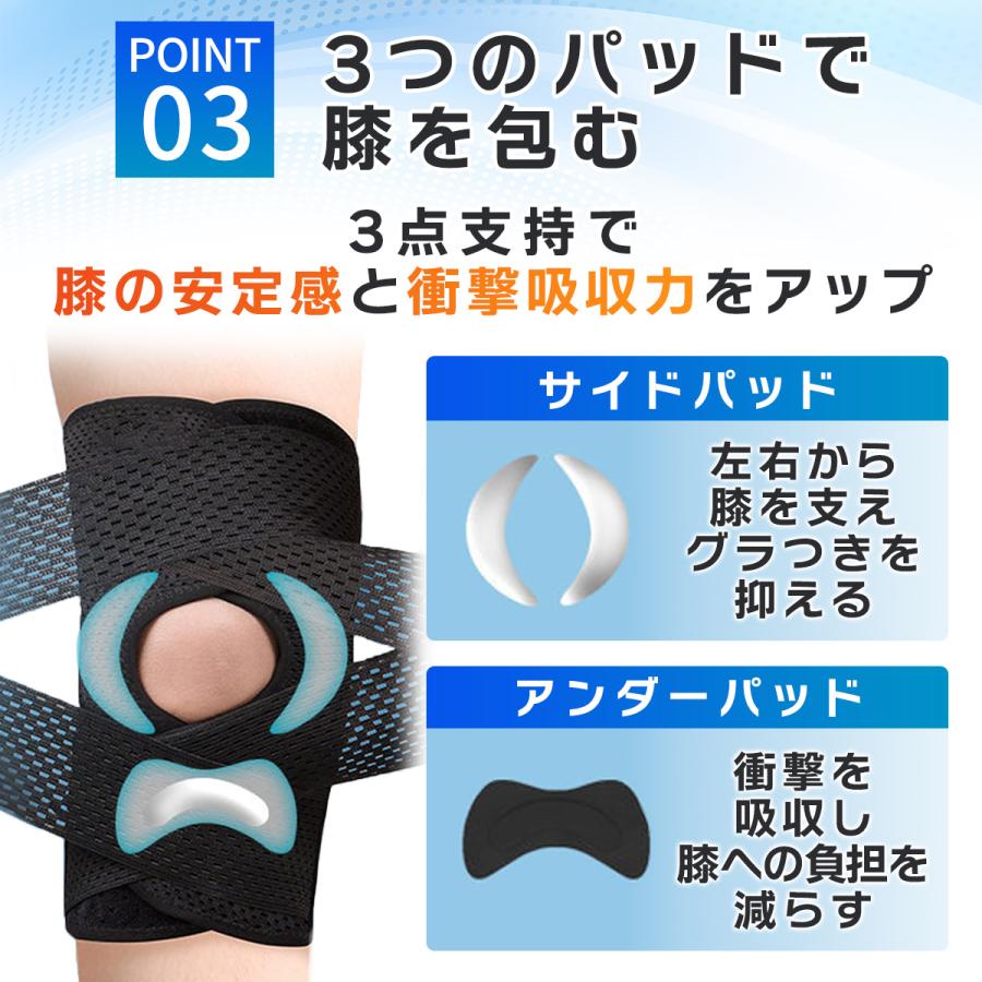 膝サポータースポーツ 薄手 高齢者 膝痛 マジックテープ 大きいサイズ メッシュ |  | 04