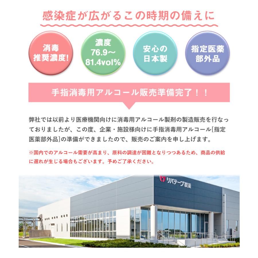 日本製 アルコール 消毒液 500mL×2本セット 詰替え用 手肌にやさしい湿潤剤入り エタノール 濃度76.9〜81.4vol% 医薬部外品 国産 アルコール除菌液 リバエタM|libatape-store|02