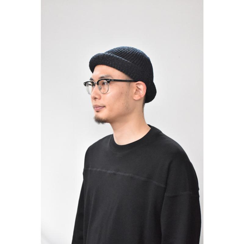 【NEW!】Indietro Association (インディエトロアソシエーション) Roll Hand Knit Cap [BLACK]｜liberacion｜06