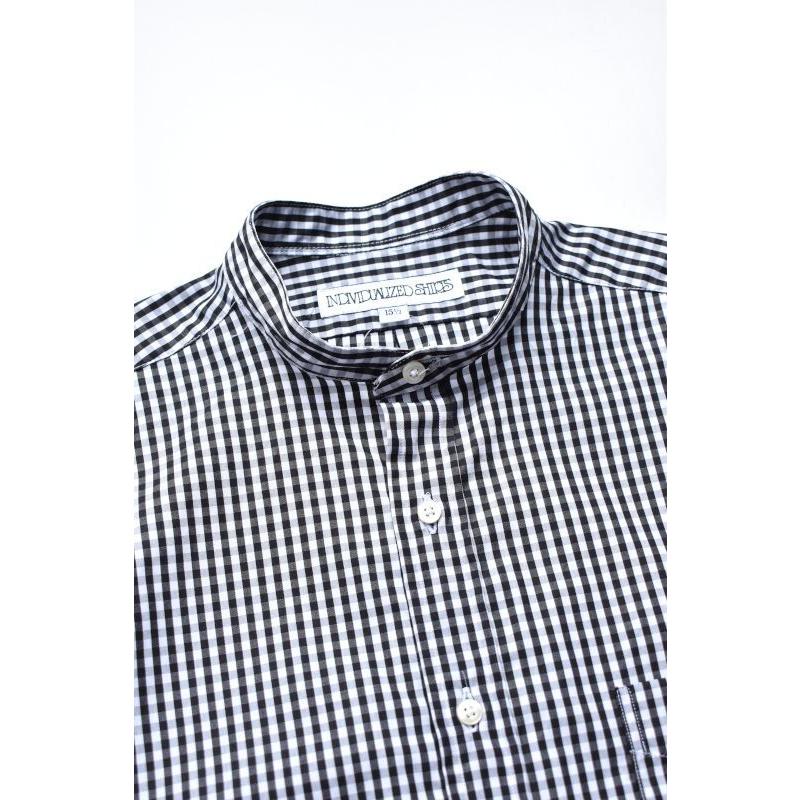 【NEW!】INDIVIDUALIZED SHIRTS (インディビジュアライズドシャツ) Relaxed Fit Band Collar Pull Over Shirt -別注- [BLACK GINGHAM]｜liberacion｜03