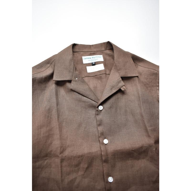 【NEW!】James Mortimer (ジェームスモルティマー) Irish Linen Open Collared Shirt [SANDALWOOD]｜liberacion｜03