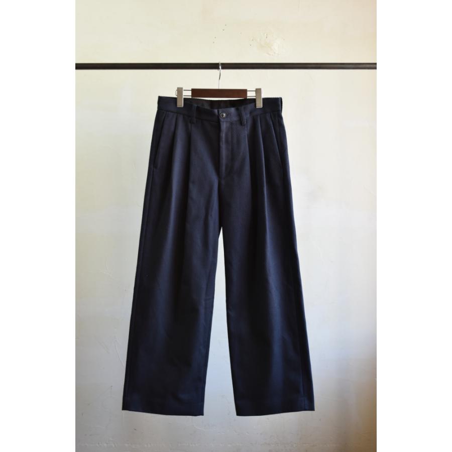 URU 【SALE】URU ウル COTTON KARSEY 2 TUCK PANTS [D.NAVY