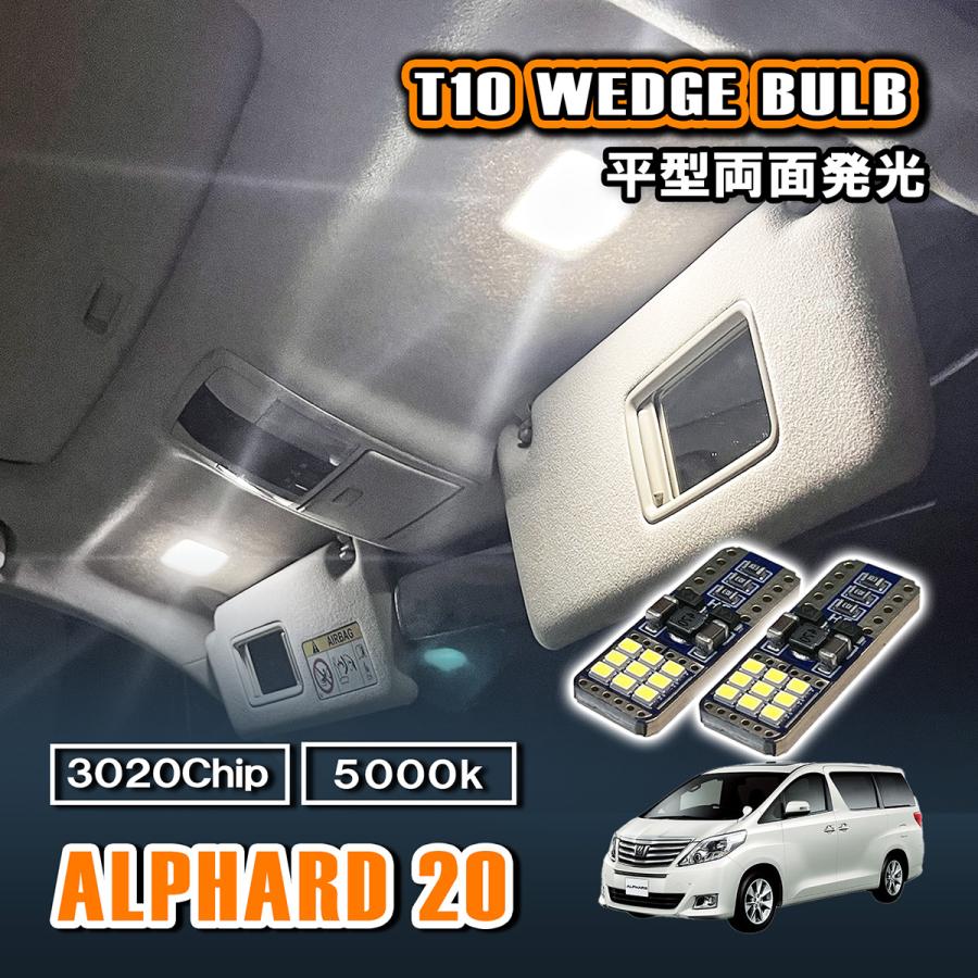 アルファード 20系 T10 LED ルームランプ 12V 24V 汎用 ラゲッジランプ バニティランプ 室内灯 板型 ホワイト 5000K 2個 内装 パーツ | 