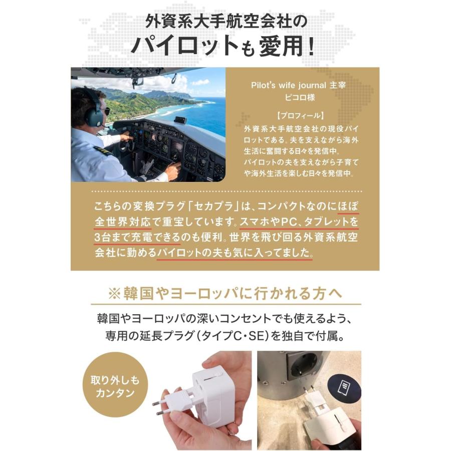 るるぶ掲載】セカプラ 全世界対応×ダブルUSBポート搭載 変換プラグ