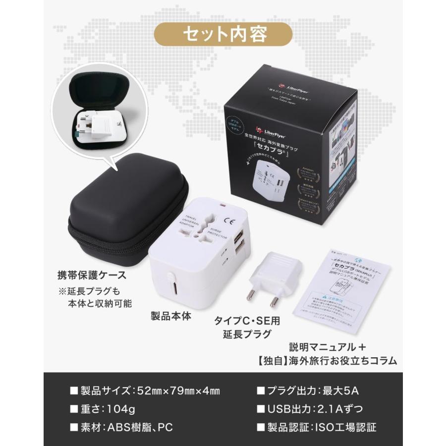 るるぶ掲載】セカプラ 全世界対応×ダブルUSBポート搭載 変換プラグ