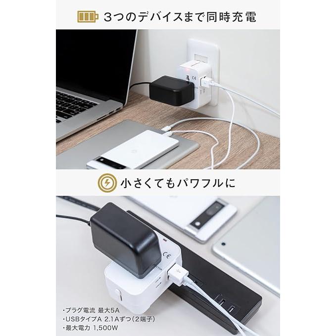 るるぶ掲載】セカプラ 全世界対応×ダブルUSBポート搭載 変換プラグ