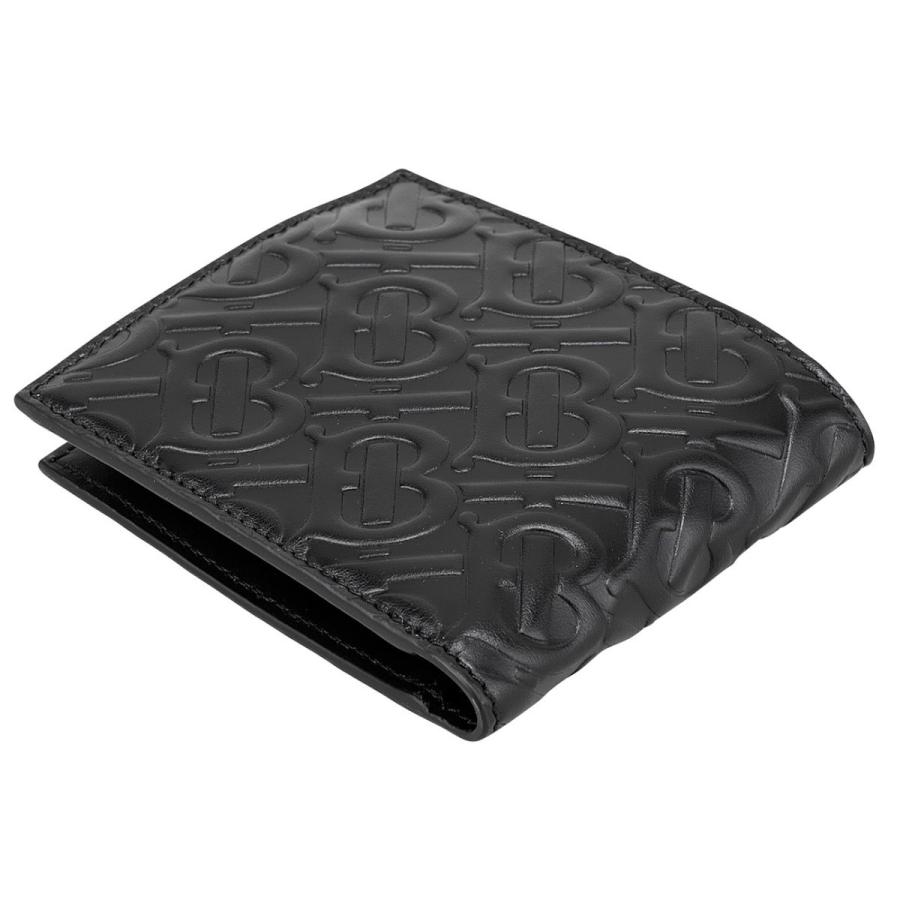 バーバリー BURBERRY 8017655 BLACK TB（トーマスバーバリー）モノグラムレザー 小銭入れ付 二つ折り財布 CC BILL COIN TB8 バーバリー BURBERRY BLACK TB トーマスバーバリー モノグラムレザー 小銭入れ付 二つ折り財布 CC BILL COIN