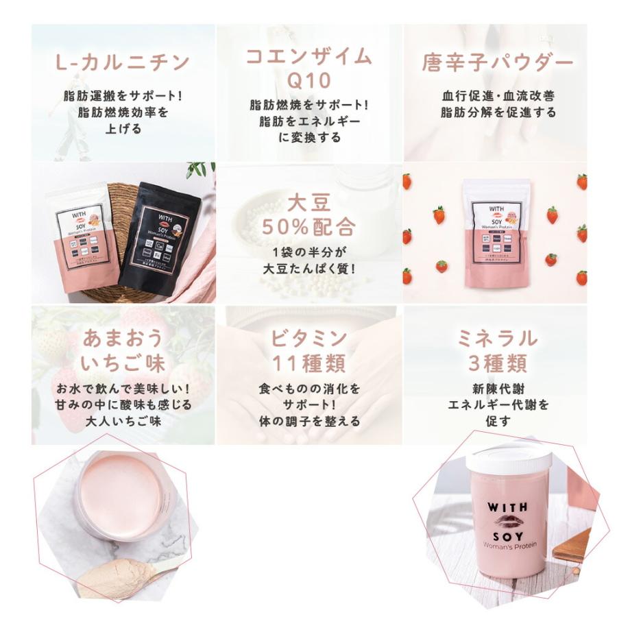 ウィズソイ ウーマンズプロテイン 500g あまおうストロベリー味（専用 