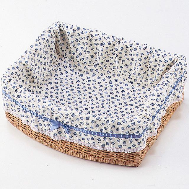 籐 ランドリー 4杯タイプ E-260 ラタン 整理 収納 キャスター付 かわいい カゴメ編み フリル取り外し可 Romantic Rattan 代引き・ギフト包装不可の画像