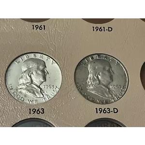 3 米国フランクリン (1959D、1963、1963D) 90% シルバー ハーフダラー