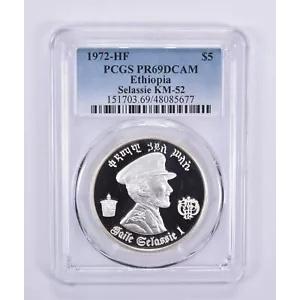 PR69 DCAM 1972-HF エチオピア 5 ドル セラシエ KM-52 PCGS ブルー Lbl