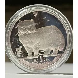 猫　キャット　ビット 仮想通貨 1オンス銀貨 マン島 1989 ペルシャ キャット クラウン 1オンス シルバー コイン