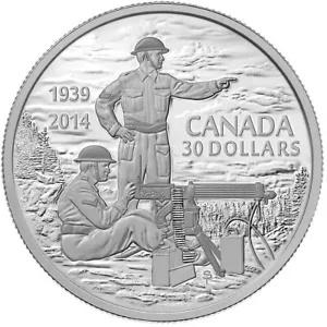 純銀　カナダ30ドル銀貨 2014 カナダ 30 ドル純銀貨 - 第二次世界大戦宣言 75 周年 : WORLDRE