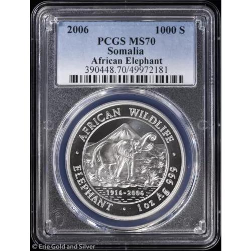 2006 1000S ソマリア 1 オンス シルバー アフリカ野生動物ゾウ PCGS MS
