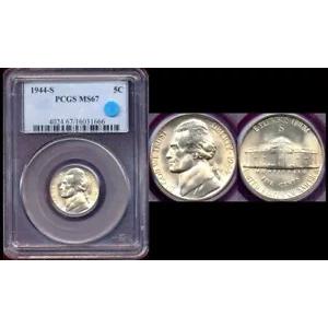 1944-S 5C PCGS MS67-ミントラスター-オリジナルカラーと表面