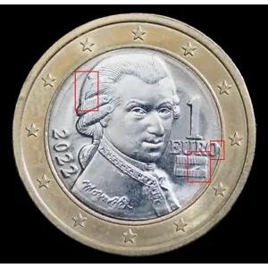 オーストリア ユーロ硬貨 - 1 ユーロ 2022 モーツァルト 欠陥。 ES025