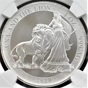 2020 セントヘレナ ウナとライオン £1 プルーフ銀貨 NGC PF69UC 2020 セントヘレナ ウナとライオン £1 プルーフ銀貨 NGC PF69UC ウナと
