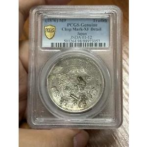 海外銀貨幣7点 PCGS XF チョップマークドジャパン 1876 明治 9 年 日本貿易 1 ドル