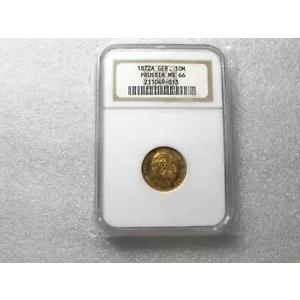 1872-A ドイツ諸州 プロイセン ヴィルヘルム 1 世 金貨 10 マルク MS66