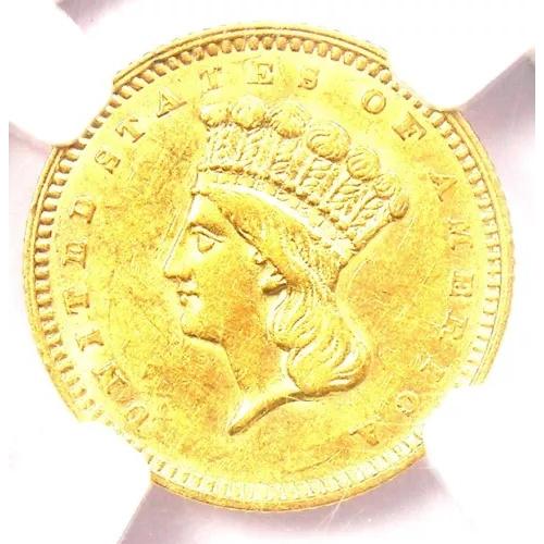 古銭　金貨　貴重 旧1円金貨 明治7年 加工跡（美品）日本貨幣商協同組合鑑定書付