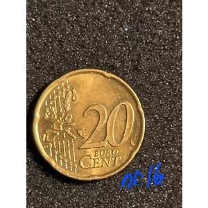 珍しいイタリアのコイン 20 ユーロセント 2002 ウィット エラー