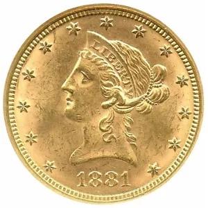 1881年 10ドルゴールド リバティイーグル NGC MS-63 華やかで鮮やかな