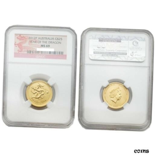 人気大割引 Year 2012 Australia PCGS NGC アンティークコイン 【品質保証書付】 of N Gold oz 1/4 $25 Dragon 記念メダル
