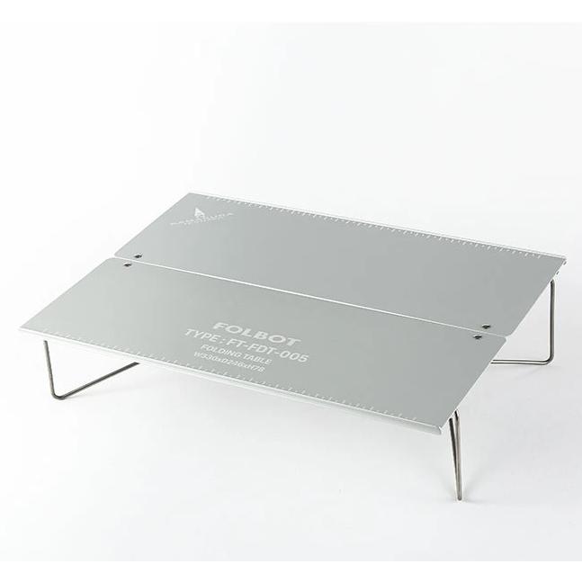 FOLBOT フォルボット Folding Table フォールディングテーブル パウダーコンパクト ソロ 折り畳み Silver アウトドア一覧表 お花見 山歩き アウトドア、キャンプ、登山-テーブル、チェア、ハンモック