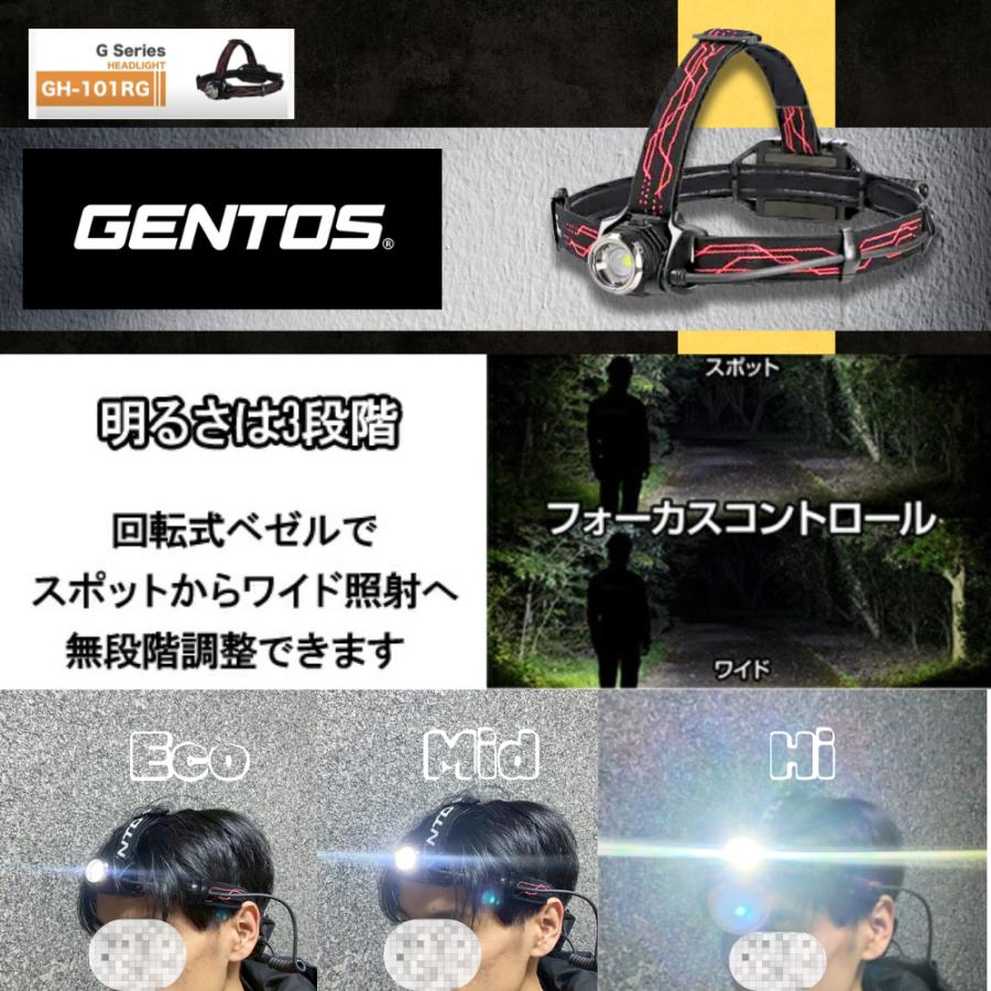 GENTOS（ジェントス） ヘッドライト Gシリーズ GH-101RG ジェントス