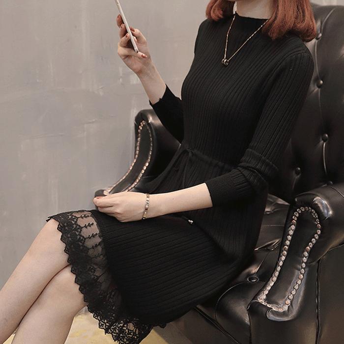 ワンピース レディース ひざ丈 レース 春 秋 冬 きれいめ 20代 30代 40