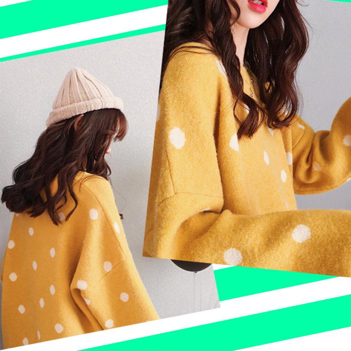 セーター ニットセーター 水玉ニット 水玉セーター 長袖 ドット 30代