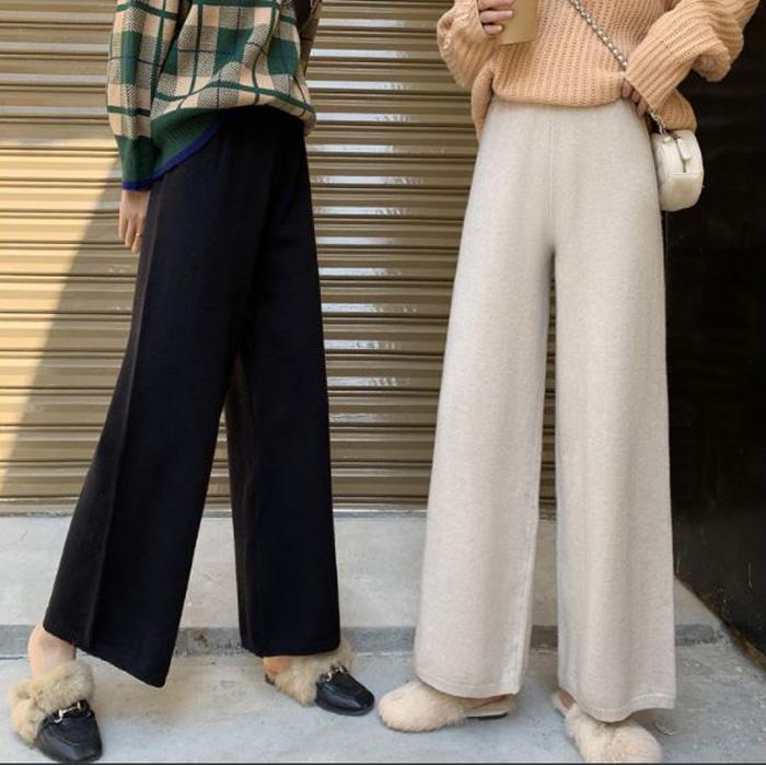 ワイドパンツルック ガウチョパンツ フレアパンツ レディース ニット