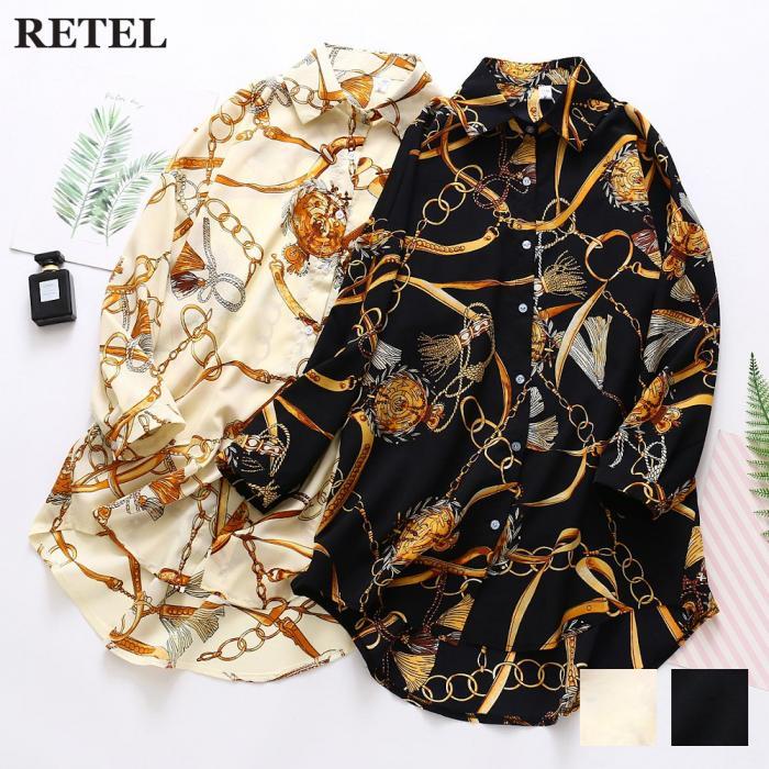 スカーフデザイン長袖シャツ レディース春夏 S M L Xl アイボリー ブラック 服 トップス シャツ 長袖 スカーフ スカーフ柄 総柄 派手 羽織り Retel 通販 Yahoo ショッピング