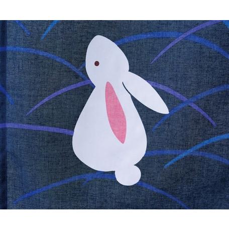 ウサギとフクロウの刺繍のれん メール便送料無料 和風ロングのれん175丈長 和風 安いおしゃれ暖簾