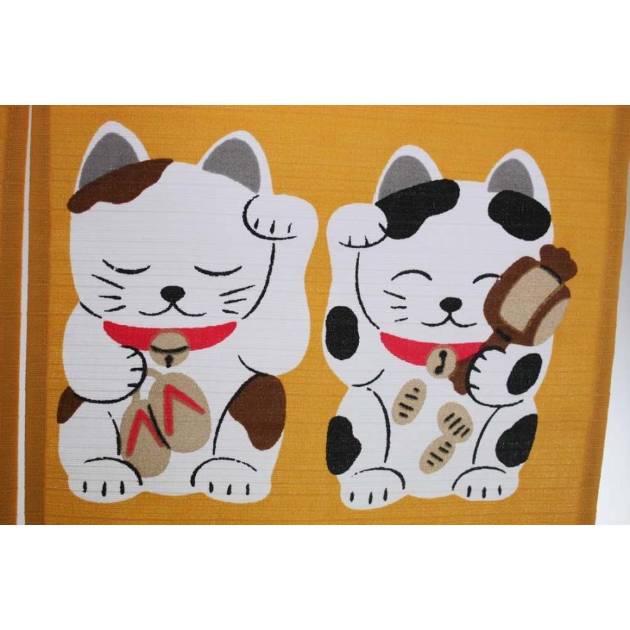 メール便送料無料 和風のれん30丈 ショート暖簾 縁起のれん 七福ねこ