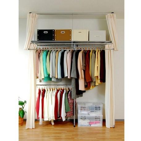 クローゼットハンガー/スーツロッカー 伸縮200幅 カバー付きハンガー